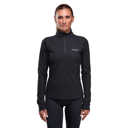 DAMEN-LANGARM-SWEATSHIRT MIT STEHKRAGEN 1/2-REISSVERSCHLUSS EKOI RUN PERF HIGH