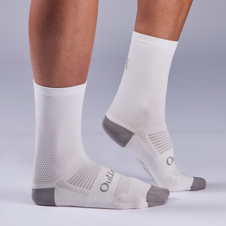 CHAUSSETTES Femme RACING EKOI X MARION ROUSSE 16cm BLANC/GRIS