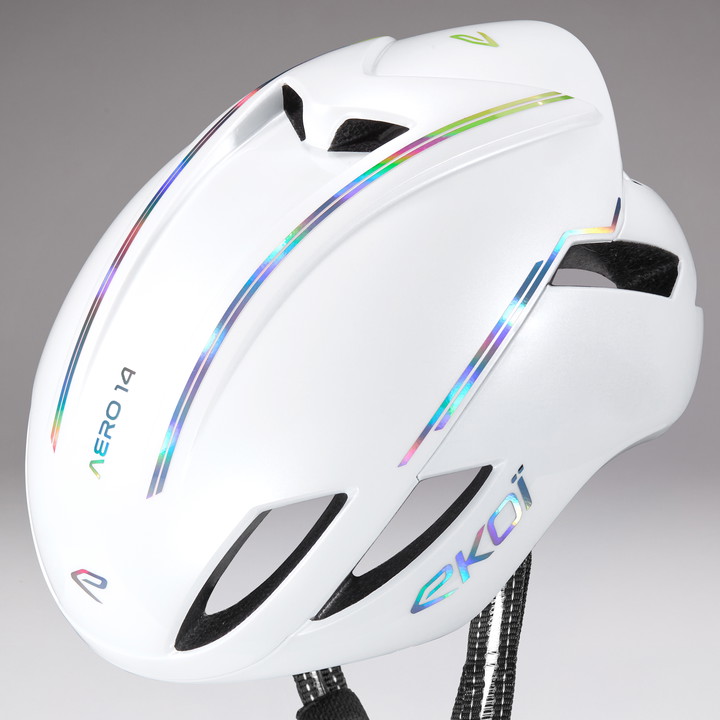 Casque EKOI Perf AERO14 ltd LINE Blanc Full Holo Silver