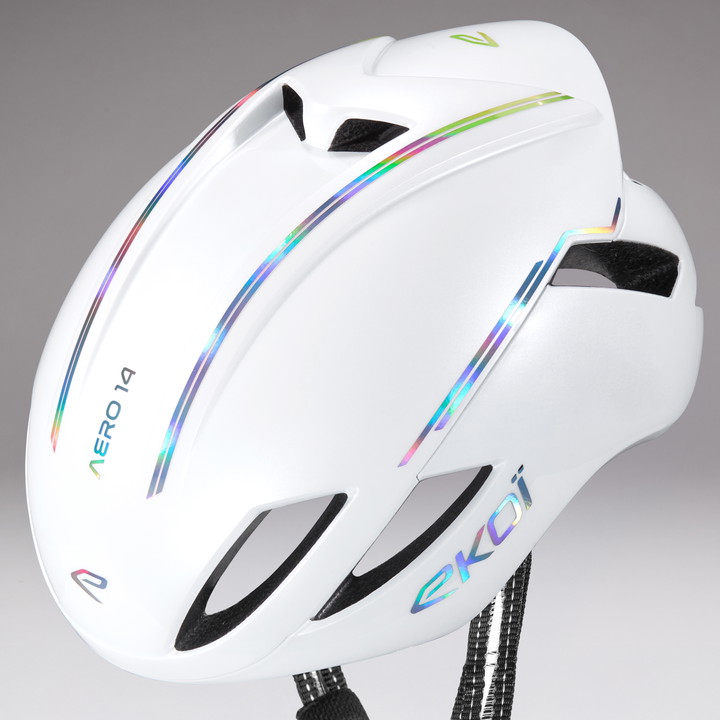 Casque EKOI Perf AR14 ltd LINE Blanc Full Holo Silver