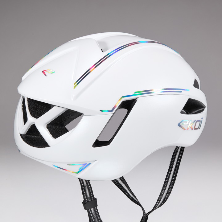 Casque EKOI Perf AERO14 ltd LINE Blanc Full Holo Silver