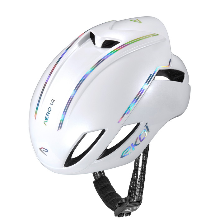 Casque EKOI Perf AERO14 ltd LINE Blanc Full Holo Silver