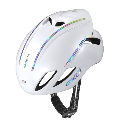 Přilba EKOI Perf AERO14 ltd LINE bílá Full Holo Silver