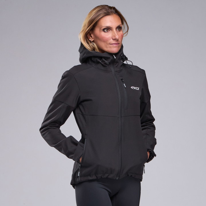 Thermisch damesjack waterafstotend EKOI Perf SOFTSHELL Zwart