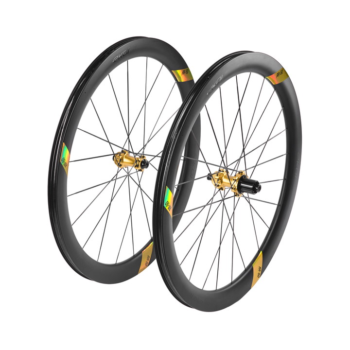 Paire de Roues EKOI Racing RR-50 AEROLIGHT CARBON GOLD LTD moyeu gold SHIMANO
