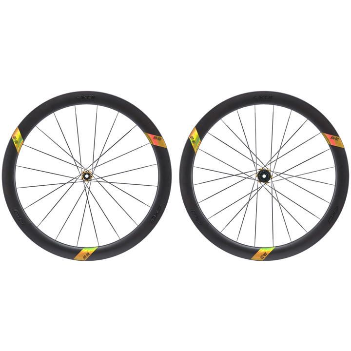 Paire de Roues EKOI Racing RR-50 AEROLIGHT CARBON GOLD LTD moyeu gold SHIMANO