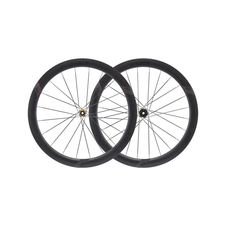 Paire de Roues EKOI RR-50 AEROLIGHT CARBON BLACK LTD moyeu gold SHIMANO