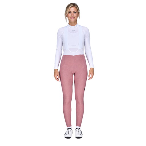 Wasserabweisende Damen-Radhose EKOI Perf GEL POWER AIRFLOW mit Trägern Blassrosa