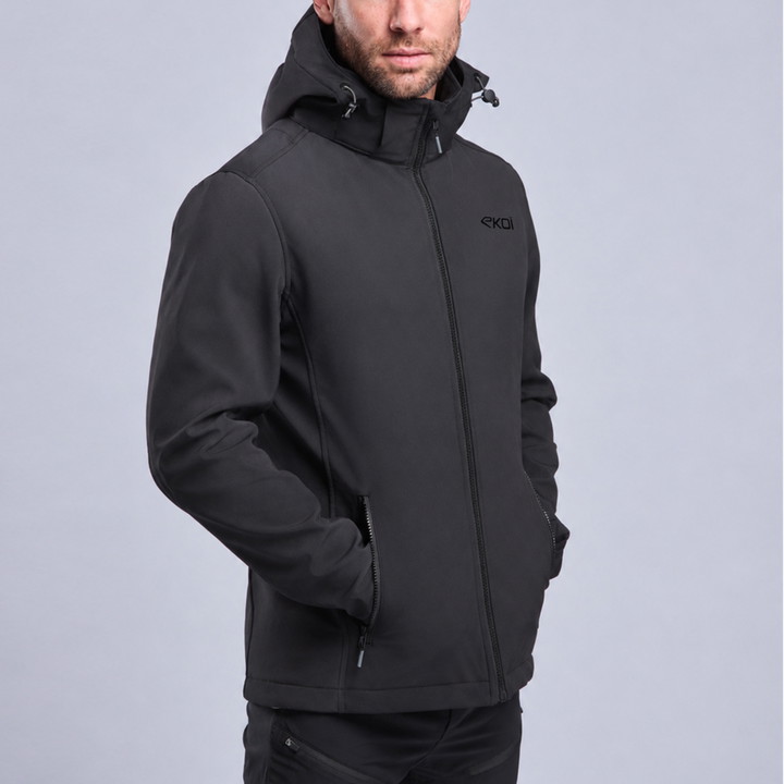 CHAQUETA TÉRMICA HIDRÓFUGA EKOI PERF SOFTSHELL NEGRO 