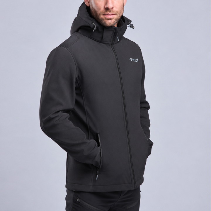 Veste thermique hydrofuge EKOI Perf SOFTSHELL Noir logo Silver