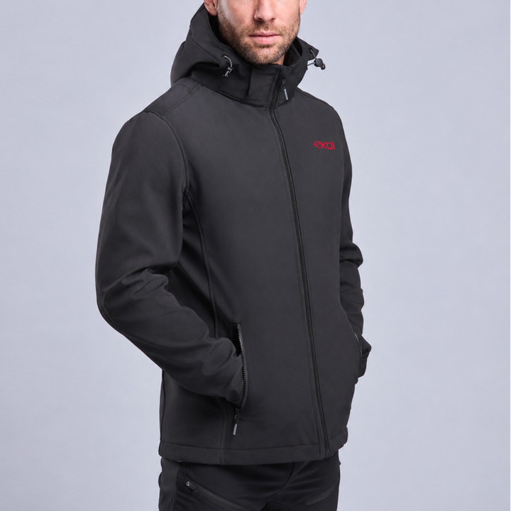 Veste thermique hydrofuge EKOI Perf SOFTSHELL Noir logo Rouge