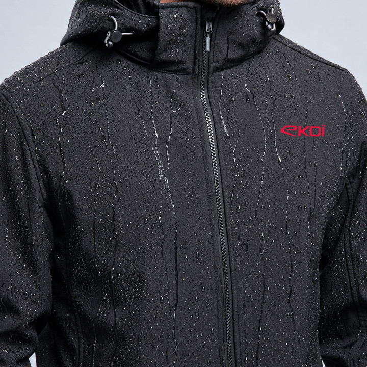 Veste thermique hydrofuge EKOI Perf SOFTSHELL Noir logo Rouge
