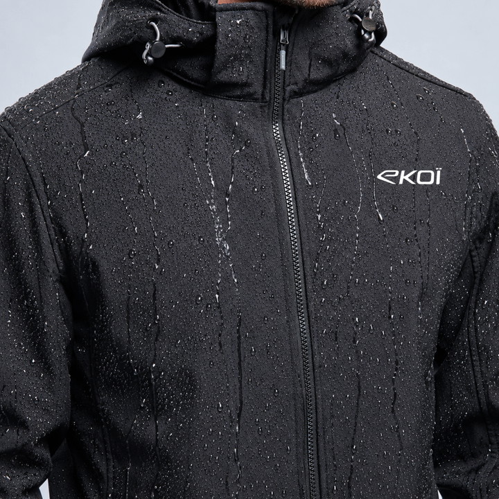 Veste thermique hydrofuge EKOI Perf SOFTSHELL Noir logo Blanc