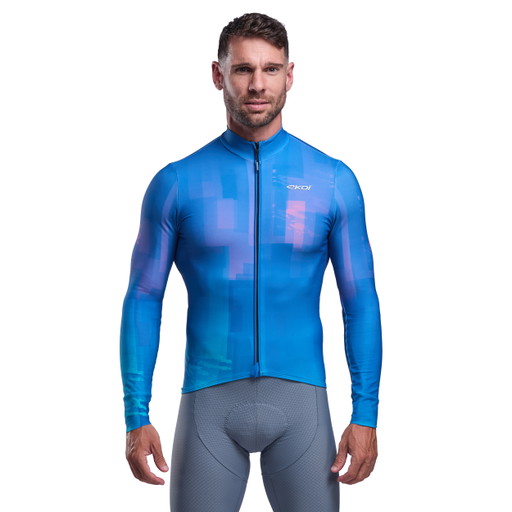 EKOI Perf CLIMB Blau wielershirt met lange mouwen