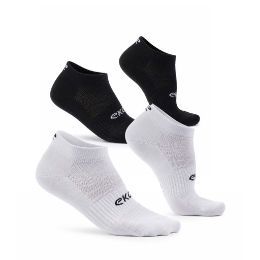 Pack de 2 pares de calcetines de ciclismo EKOI ESSENTIALS cortos blancos y negros 
