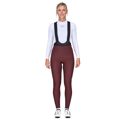Wasserabweisende Damen-Radhose EKOI Perf GEL POWER AIRFLOW mit Trägern Bordeaux