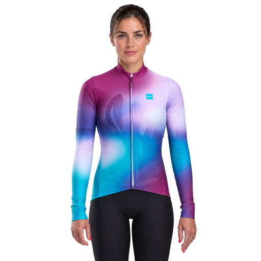 Dames wielershirt met lange mouwen EKOI PERF ABSTRACT Magenta