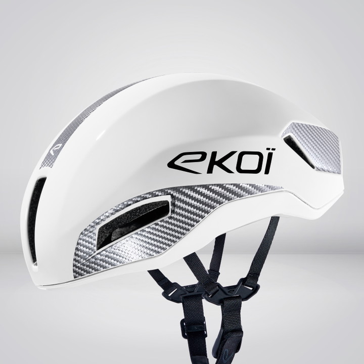 Casco EKOI Racing R-AERO LTD Blanco Carbon Silver