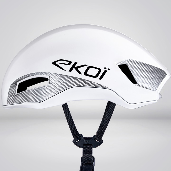 Casco EKOI Racing R-AERO LTD Blanco Carbon Silver