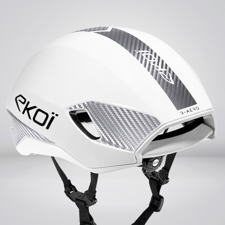 Casco EKOI Racing R-AERO LTD Blanco Carbon Silver