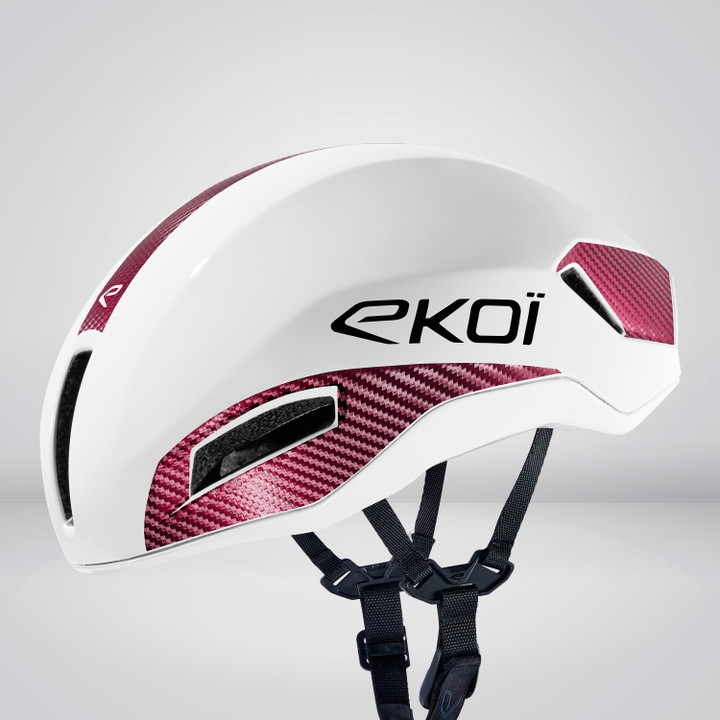 Casco EKOI Racing R-AERO LTD Blanco Carbon Rojo