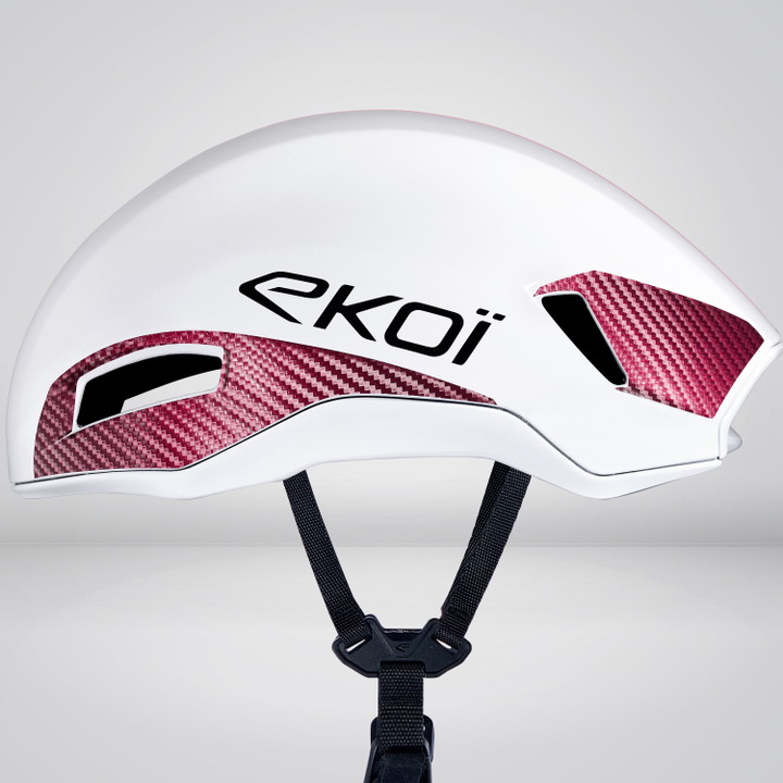Casco EKOI Racing R-AERO LTD Blanco Carbon Rojo