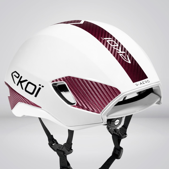 Casco EKOI Racing R-AERO LTD Blanco Carbon Rojo