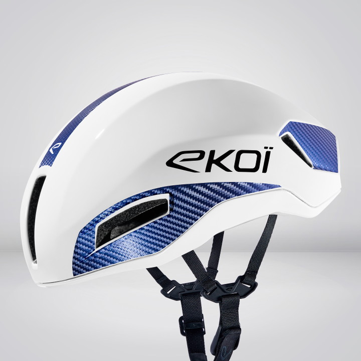 Casco EKOI Racing R-AERO LTD Blanco Carbon Azul noche