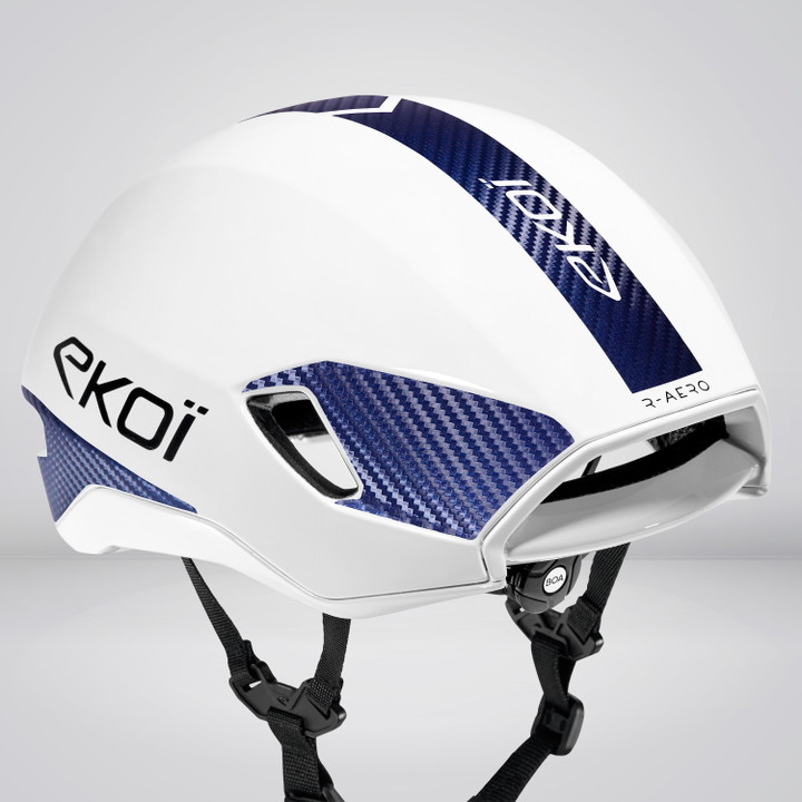 Casco EKOI Racing R-AERO LTD Blanco Carbon Azul noche