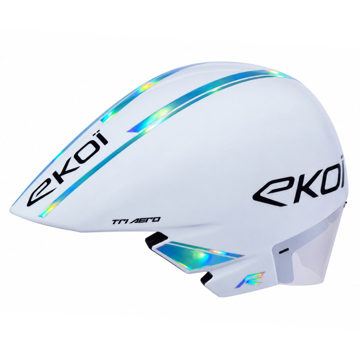 Casque EKOI Racing TRI AERO LTD Blanc Holo Aqua