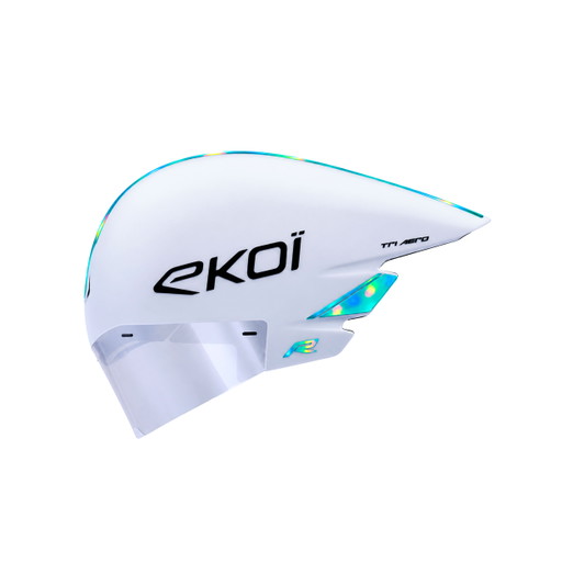 Casque EKOI Racing TRI AERO LTD Blanc Holo Aqua