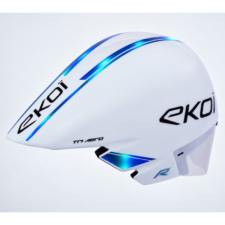 Casque EKOI Racing TRI AERO LTD Blanc Holo Bleu