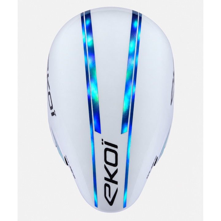 Casque EKOI Racing TRI AERO LTD Blanc Holo Bleu