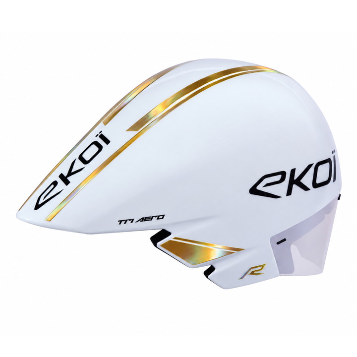 Casque EKOI Racing TRI AERO LTD Blanc Holo Gold