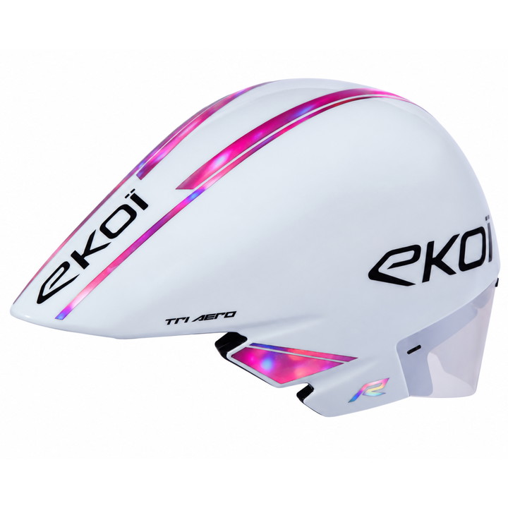 Casque EKOI Racing TRI AERO LTD Blanc Holo Rose