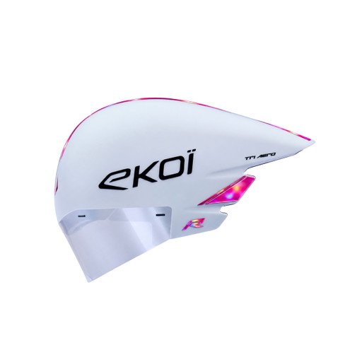 Casque EKOI Racing TRI AERO LTD Blanc Holo Rose