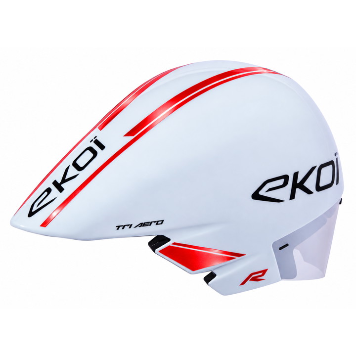 Casque EKOI Racing TRI AERO LTD Blanc Holo Rouge