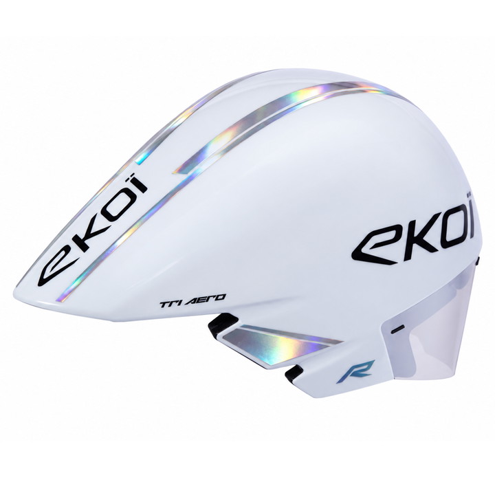 Casque EKOI Racing TRI AERO LTD Blanc Holo Silver