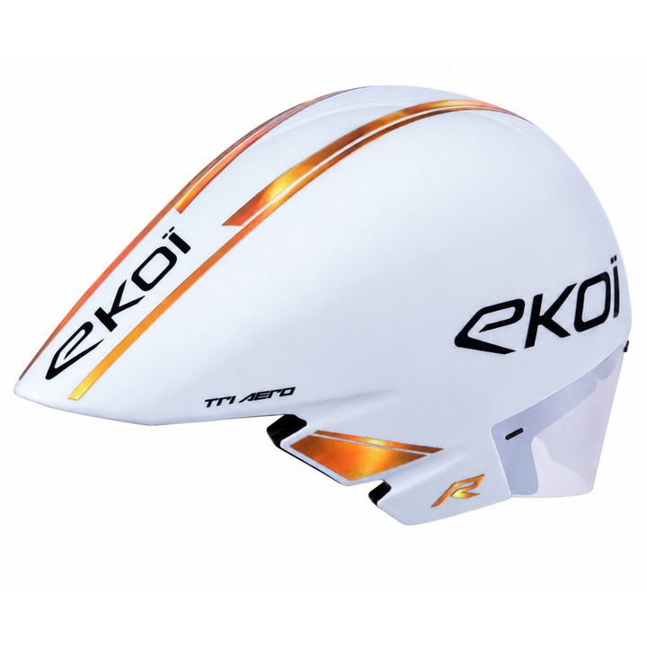 Casque EKOI Racing TRI AERO LTD Blanc Holo Orange