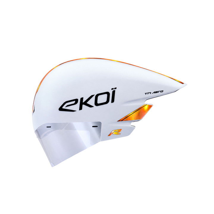 Casque EKOI Racing TRI AERO LTD Blanc Holo Orange